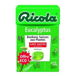[42253] RICOLA sans sucres boîte de 50g Eucalyptus Stévia