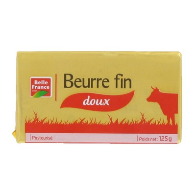 [06664] BEURRE PASTEURISE DOUX FIN BF PLAQUETTE 125 G