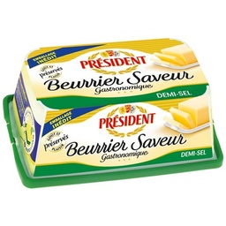 [07739] PRESIDENT BEURRIER SAVEUR GASTRONOMIQUE DEMI SEL 80%MG 225G
