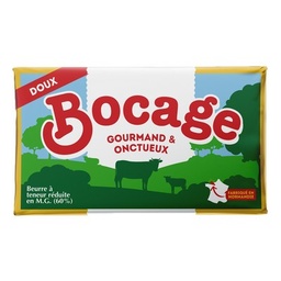 [23920] BOCAGE BEURRE A TENEUR REDUITE EN MATIERE GRASSE DOUX 60%MG PLAQUETTE 250G