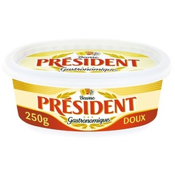 [14896] PRESIDENT BEURRE GASTRONOMIQUE DOUX 82%MG BEURRIER 250G
