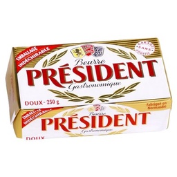 [14879] PRESIDENT BEURRE GASTRONOMIQUE DOUX 82%MG PLAQUETTE 250G