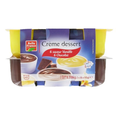 [37033] CREME DESSERT CHOCOLAT ET VANILLE BF POT 12 X 115G