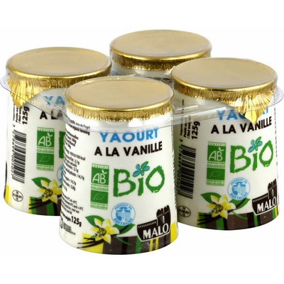 [17050] Yaourt au lait entier pasteurisé sucré aromatisé à la vanille, issu de l'agriculture biologique