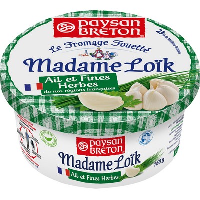 [39663] Fromage Fouetté Ail et fines herbes De nos régions françaises Le fromage Fouetté Madame Loïk Pot de 150 g