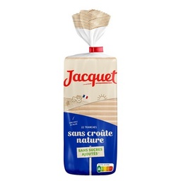 [20368] PAIN DE MIE NATURE PETITES TRANCHES SANS CROUTE SSA 475 Gr JACQUET