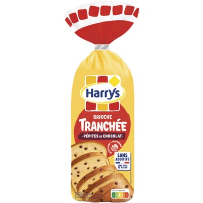 [25413] HARRYS BRIOCHE TRANCHEE PEPITES DE CHOCOLAT SANS ADDITIF 485G