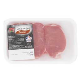 [05531] COTE PORC SANS OS X 3 BF BARQUETTE POIDS VARIABLE
