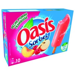 [07519] Bâtonnets Oasis Pêche Pomme Framboise 10x40g