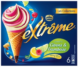 [07501] Cônes Extrême Sorbets Citrons & Framboise x6