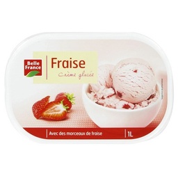 [30092] CREME GLACEE FRAISE MORCEAUX BF BAC 1 L 520 G