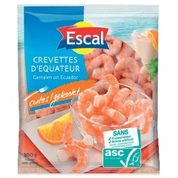 [68881] ESCAL, Queues de crevettes ASC, cuites, décortiquées, glacées, surgelées, 300g