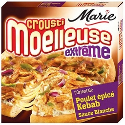 [05367] Pizza CroustiMoelleuse Extrême - Kebab : Poulet épicé, Oignons, Poivrons, Sauce Blanche 530g