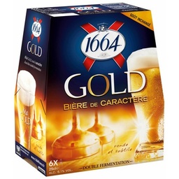 [05056] CLUSTER OF 6 BEER CANS 25CL EACH GOLD