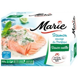 [30307] SAUMON ATLANTIQUE MARIE SAUCE OSEILLE avec de la crème fraîche et des oignons MARIE 400 GRM