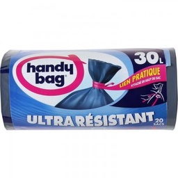 [02157] Sacs poubelle lien pratique Ultra Résistant 30L x20, 100% plastique recyclé, Handy Bag