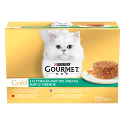 [08925] GOURMET GOLD Les Timbales : Multi Variétés aux Légumes - 12x85g - Boîtes pour chat adulte
