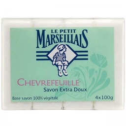 [07783] LE PETIT MARSEILLAIS SAVON EXTRA DOUX FABRICATION ANCIENNE CHÈVREFEUILLE 4X100G