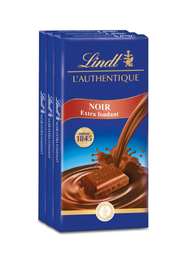 [34727] Lindt Tablette de chocolat AUTHENTIQUE Noir Extra Fondant 100g - Lot de 3