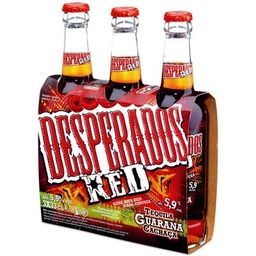 [48789] Desperados Red - Bière aromatisée au spiritueux Cachaça, Fruits rouges, Guarana -3x33cl - 5.9°