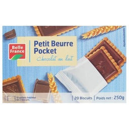 [12445] PETIT BEURRE POCKET CHOCO LAIT X 20 BF ETUI 250 G